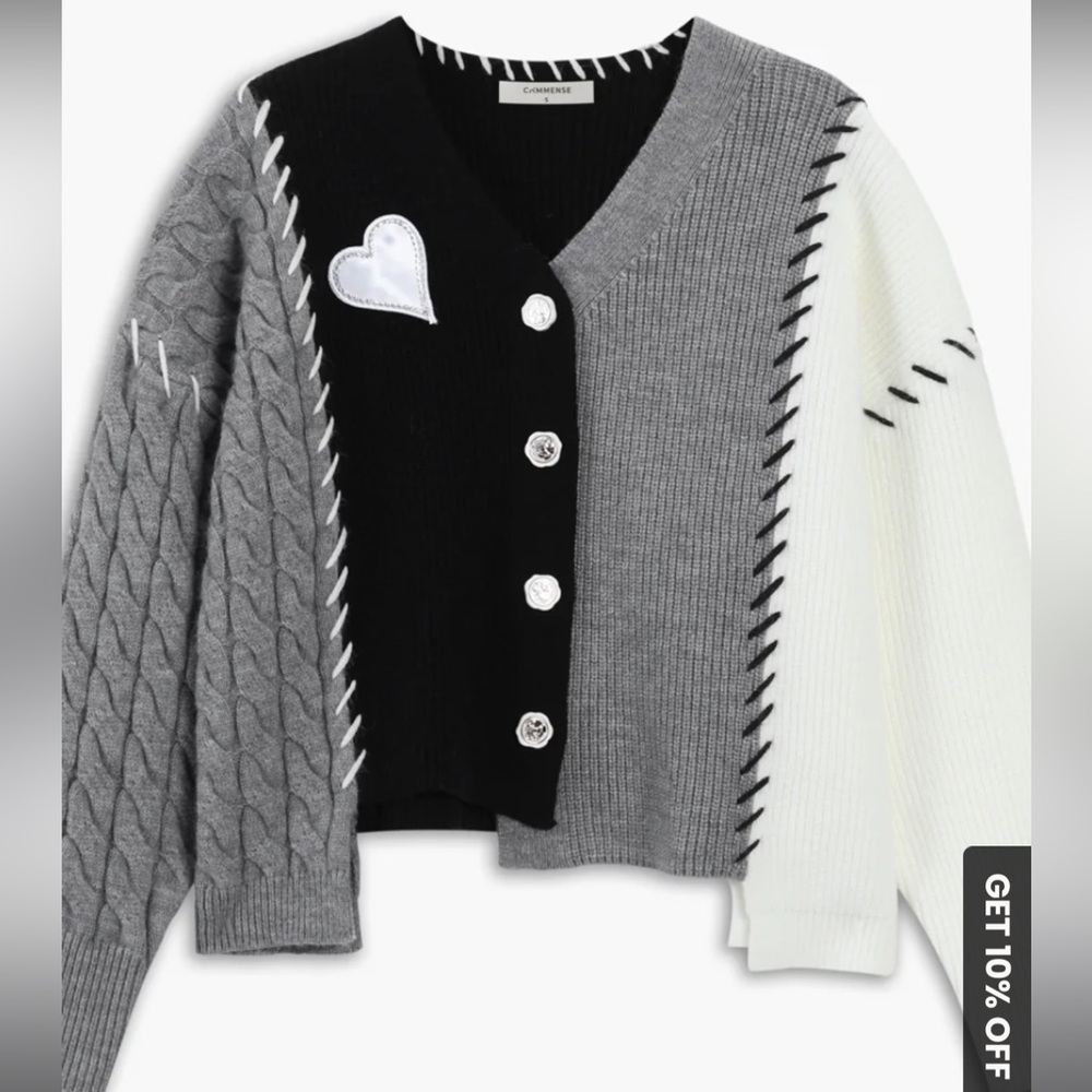 Commense Black, Gray, and White Cardigan